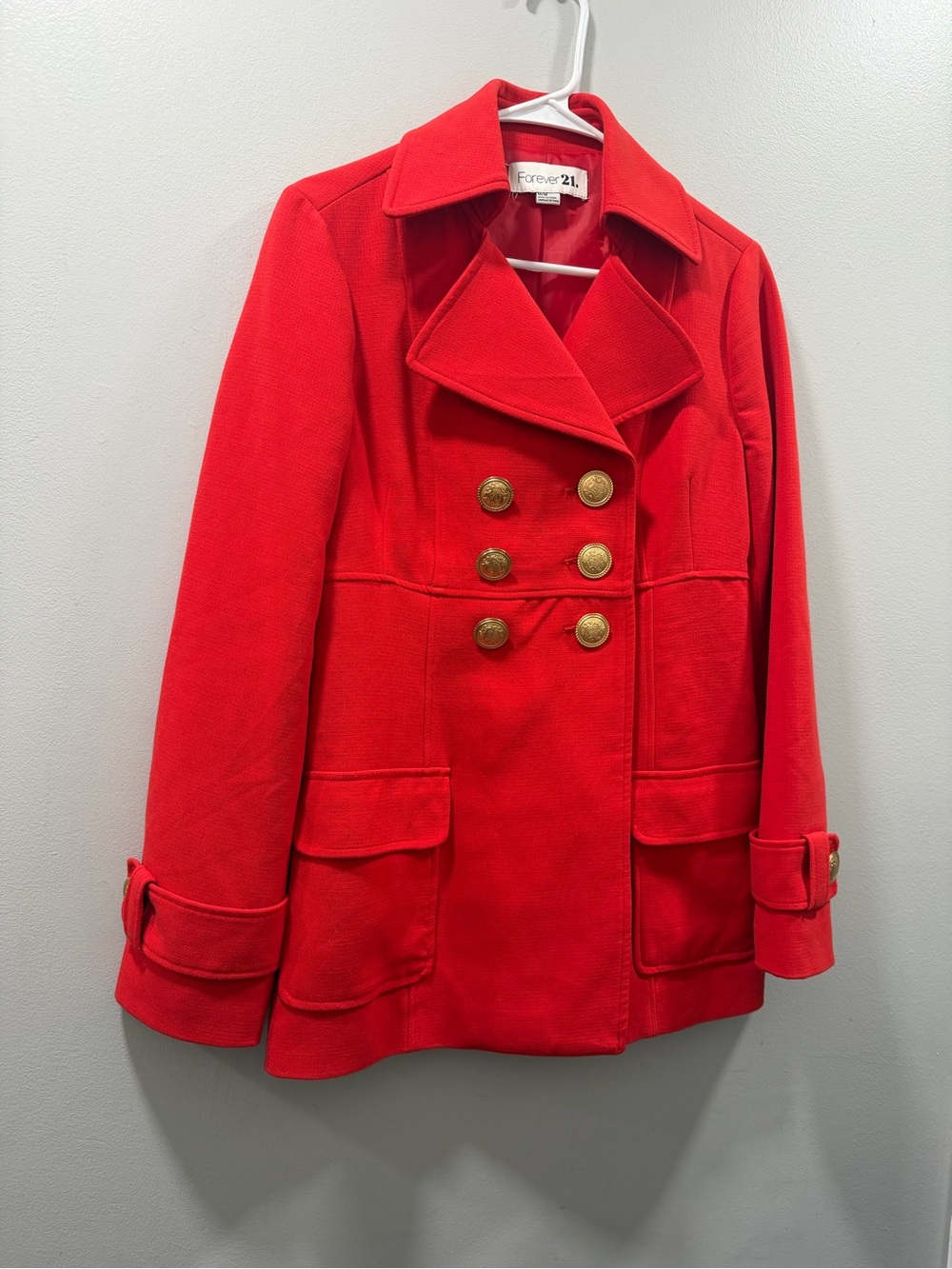 Forever 21 Red Double-Breasted Peacoat Jacket Blair Waldrof gossip girl M